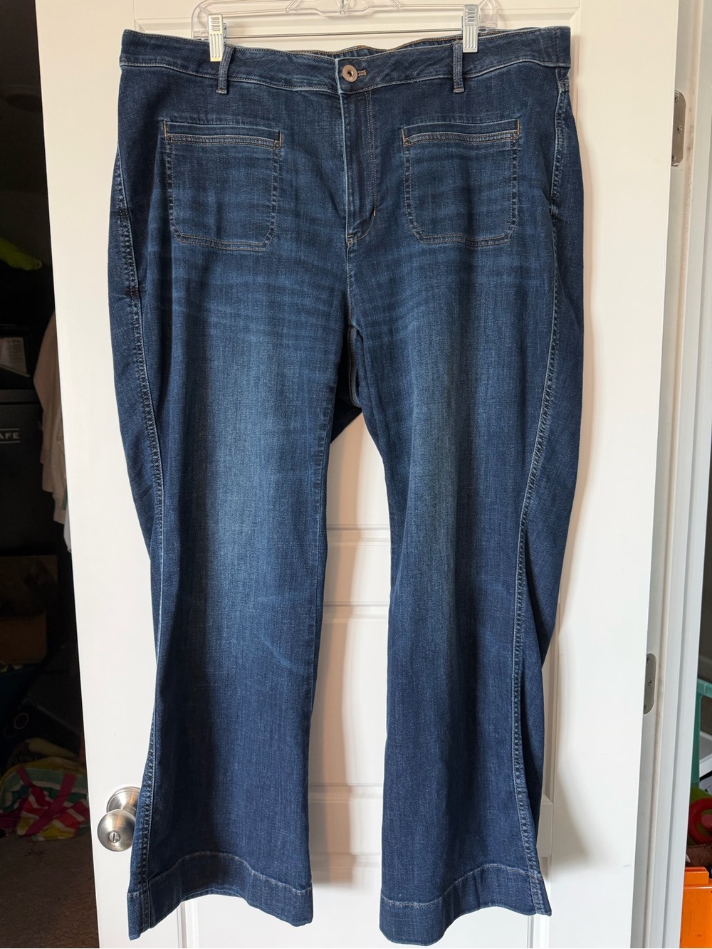 J Jill Denim Curvy High Rise Flare Dark Blue Stretch Denim Jeans